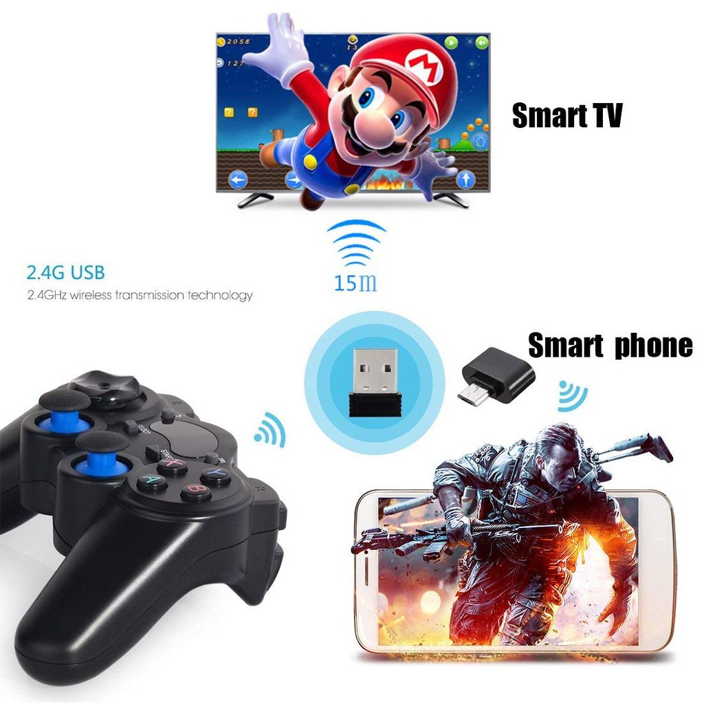 HÀNG CAO CẤP -  Tay cầm chơi game không dây wireless 2.4G cho Android TV, điện thoại Android, PC, TV Box, PS  - Hàng Cao