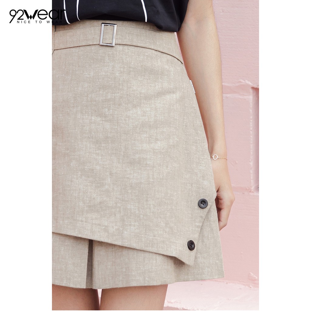 Chân váy chữ A ngắn nắp túi giả xẻ vạt 92WEAR JAW0859 | BigBuy360 - bigbuy360.vn