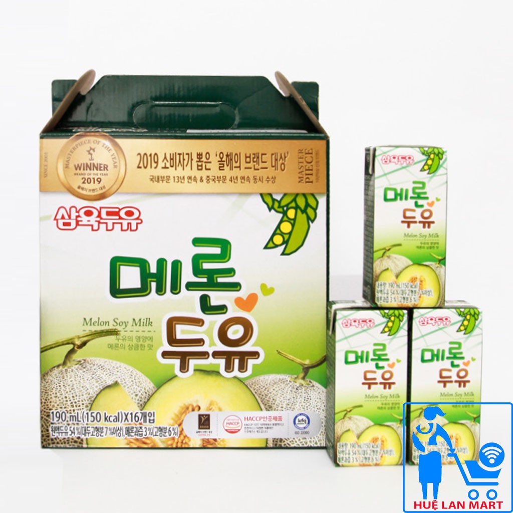 Sữa Đậu Nành Sahmyook Hàn Quốc Vị Dưa Lưới - Xách 16 Hộp x 190ml