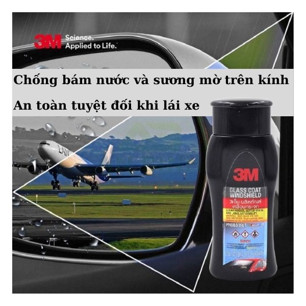Chai Chống Bám Nước Trên Kính Xe 3M Glass Coat Windshield - Hạn Chế Vết Ố Nước PN08889LT 200ml