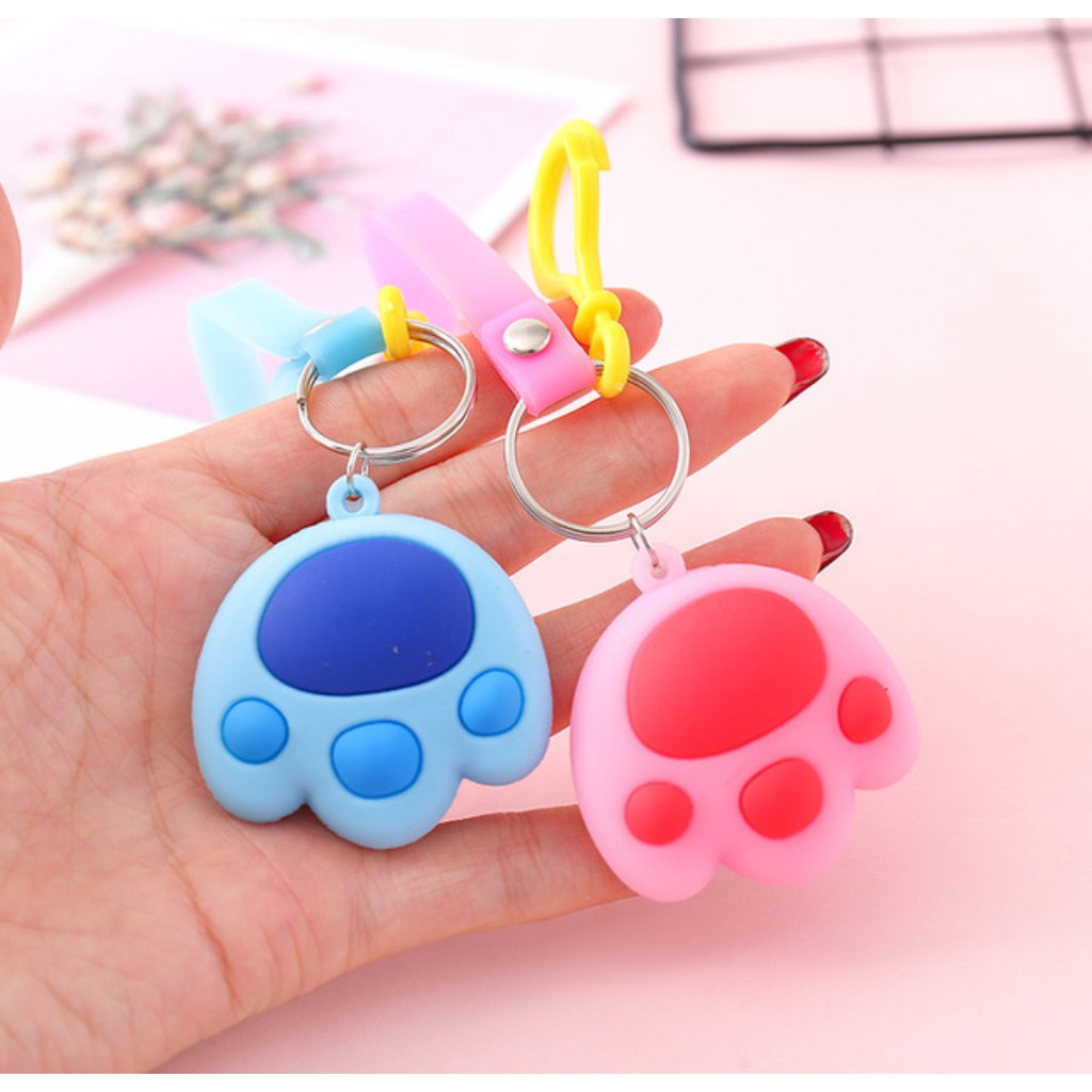 Móc khóa hình chân gấu nhiều màu, móc khóa hàn quốc #3