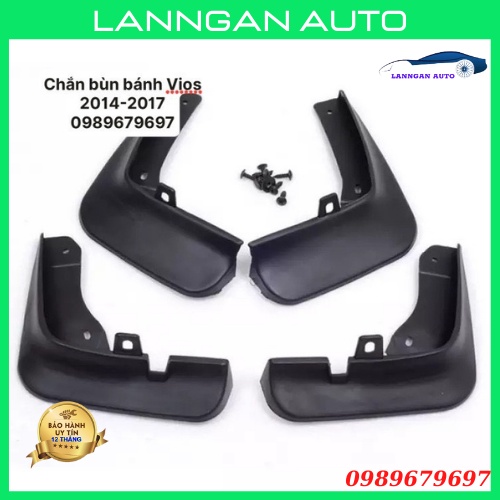 Chắn bùn bánh ô tô Toyota Vios 2008 đến 2019,2021, bộ chắn bùn 4 bánh xe, Nhựa dẻo bền bỉ