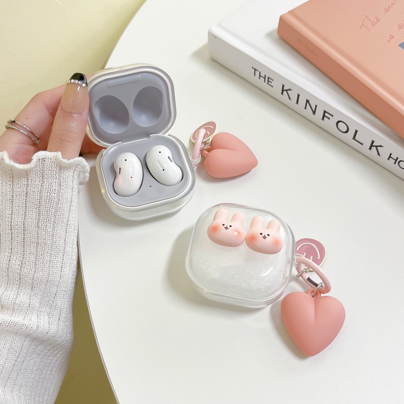 Vỏ Bảo Vệ Hộp Sạc Tai Nghe Samsung Galaxy Buds Pro & Buds 2 Hình Thỏ Cinnamon 3D Chống Sốc