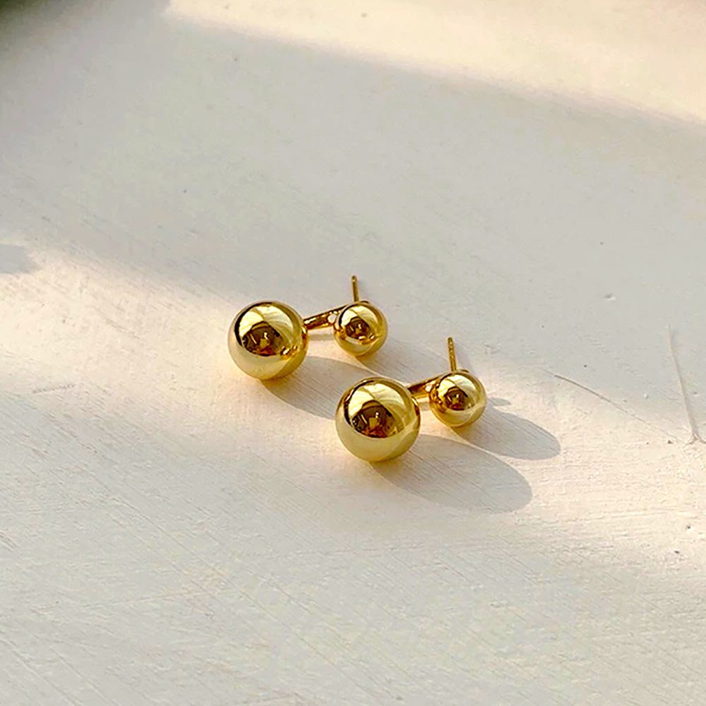 Khuyên Tai Hợp Kim Hình Quả Cầu Đôi Nhiều Màu Thời Trang Thanh Lịch Cho Nữ