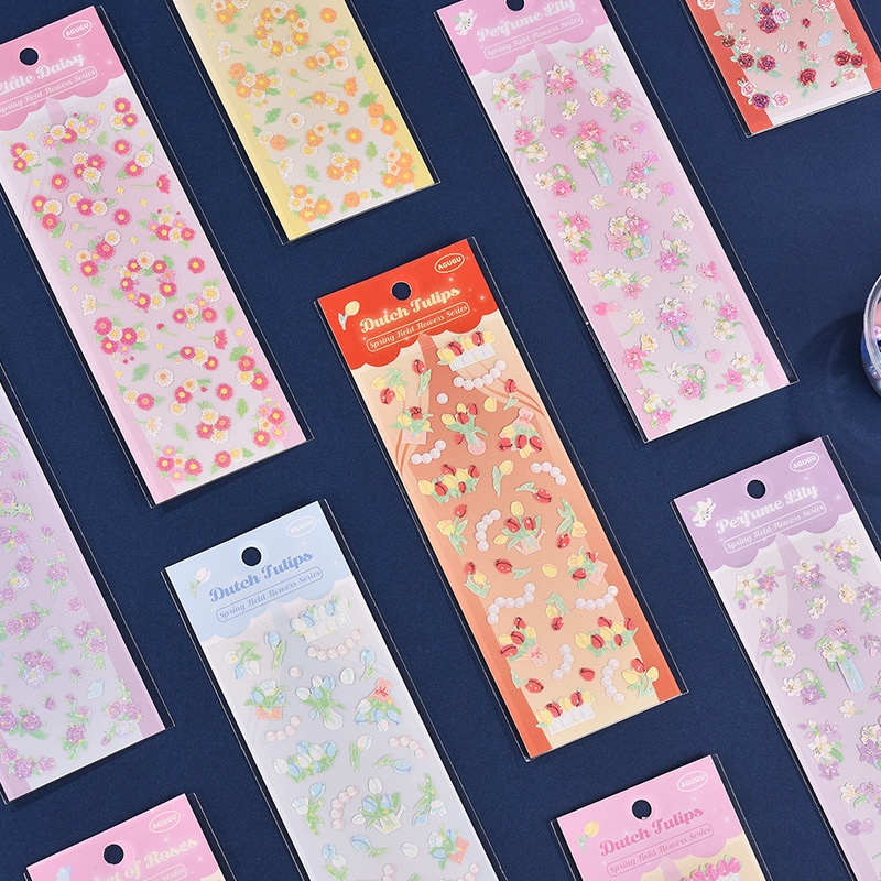 Sticker Dán Trang Trí Sổ Tay DIY Hình Hoa Xinh Xắn Đáng Yêu