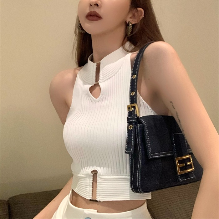 Áo Dệt Kim Hai Dây Hở Lưng Phong Cách Âu Mỹ Quyến Rũ Cho Nữ