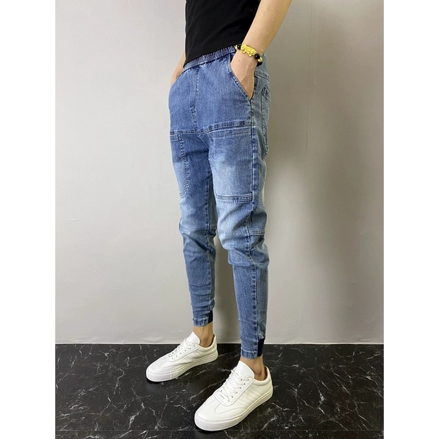 Quần Jean Jogger Nam Phong Cách Thể Thao Xu Hướng Quần Cạp Chun Bo Gấu