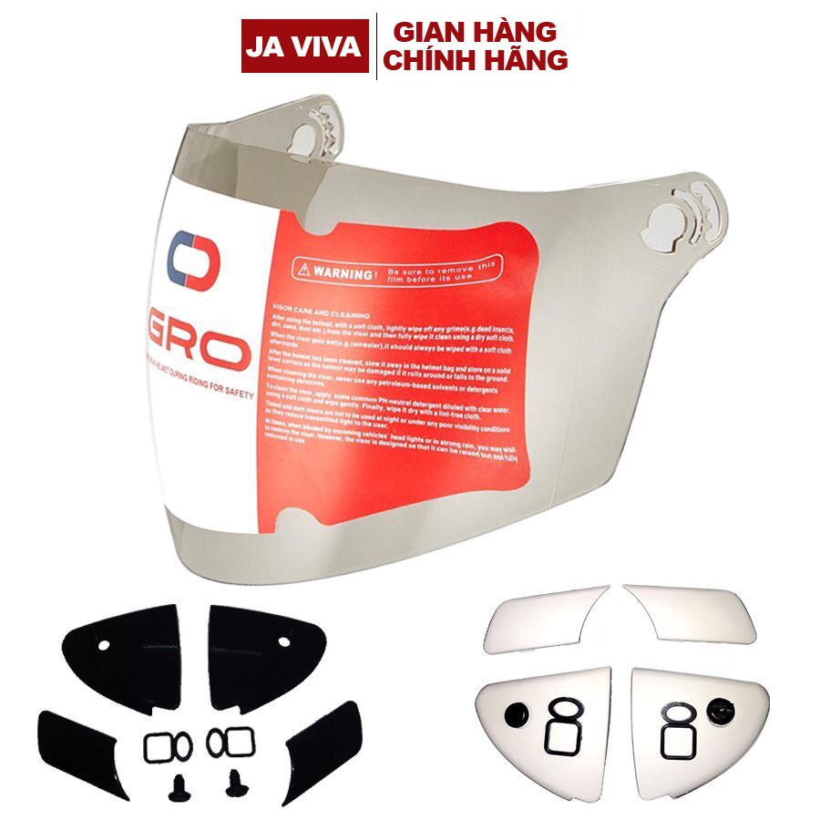 Kính gắn bảo hiểm thay thế GRO mũ 3/4 đầu Honda, GRO, OSAKAR, Asia, Royal...và các dòng mũ có thiết kế vỏ mũ tương tự