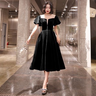 Đầm nhung phối ren cổ - VBEO227B