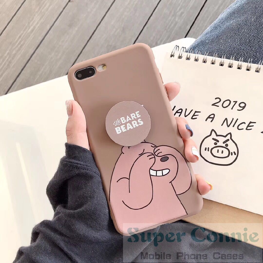 Ốp điện thoại hoạt hình We Bare Bears kèm giá đỡ cho IPhone 11 11pro max 6S 6 7 8plus | BigBuy360 - bigbuy360.vn