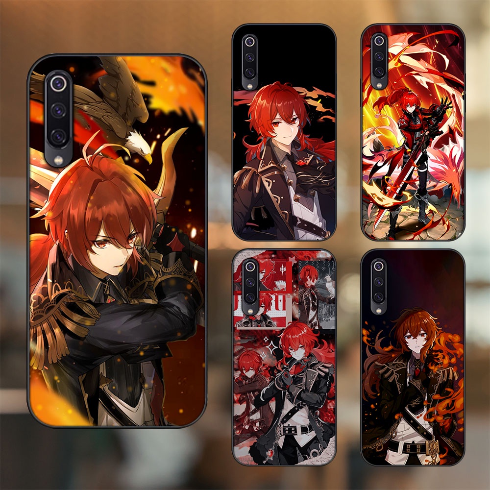 Ốp lưng Xiaomi Mi 9, Mi 9 SE viền đen in hình Diluc Genshin Impact
