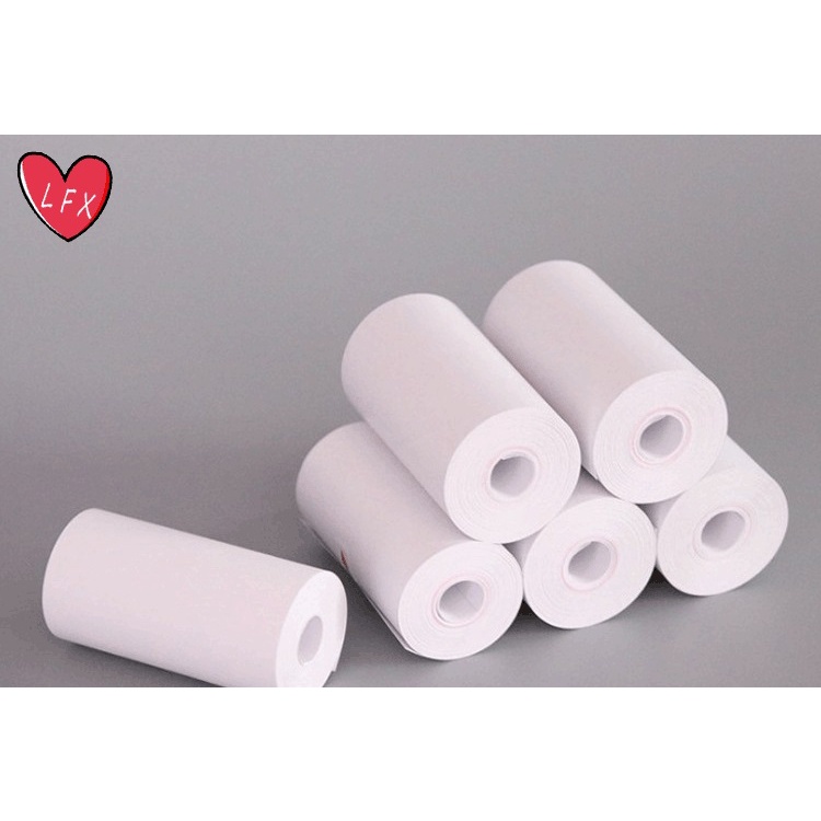 6 cuộn Giấy in dán k57 máy in nhiệt mini cầm tay 57x25