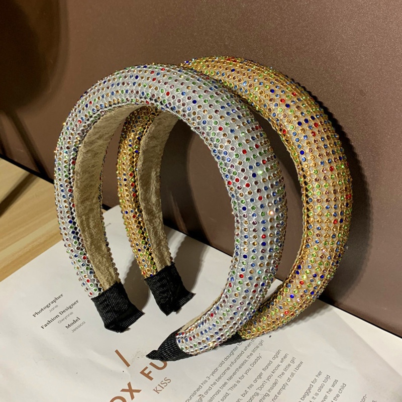 Flgo Băng Đô Cài Tóc Có Mút Xốp Đính Đá Lấp Lánh Nhiều Màu Sang Trọng Phong Cách Vintage Cho Nữ
