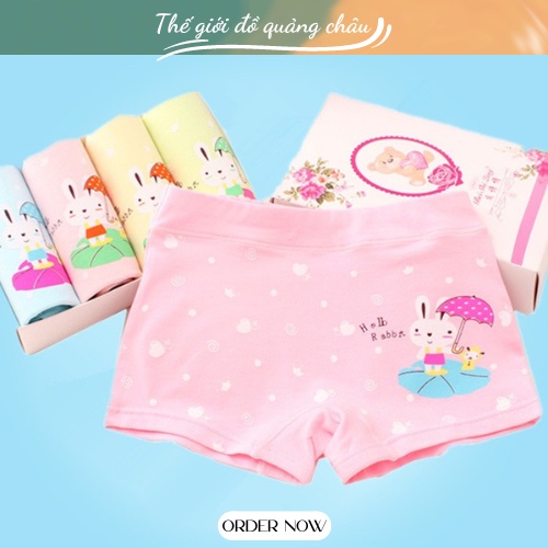 Sét 4 Chiếc Quần Chíp Trẻ Em Bé Gái Chất COTTON Hàng Quảng Châu Cao Cấp Hình THỎ (QC32)