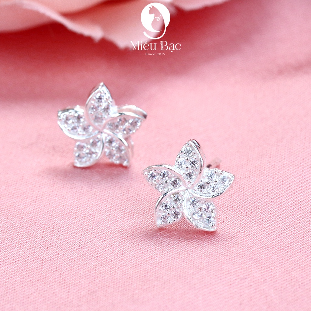 Bông tai bạc nữ Hoa năm cánh chất liệu bạc s925 thời trang phụ kiện trang sức nữ Miêu Bạc B400768