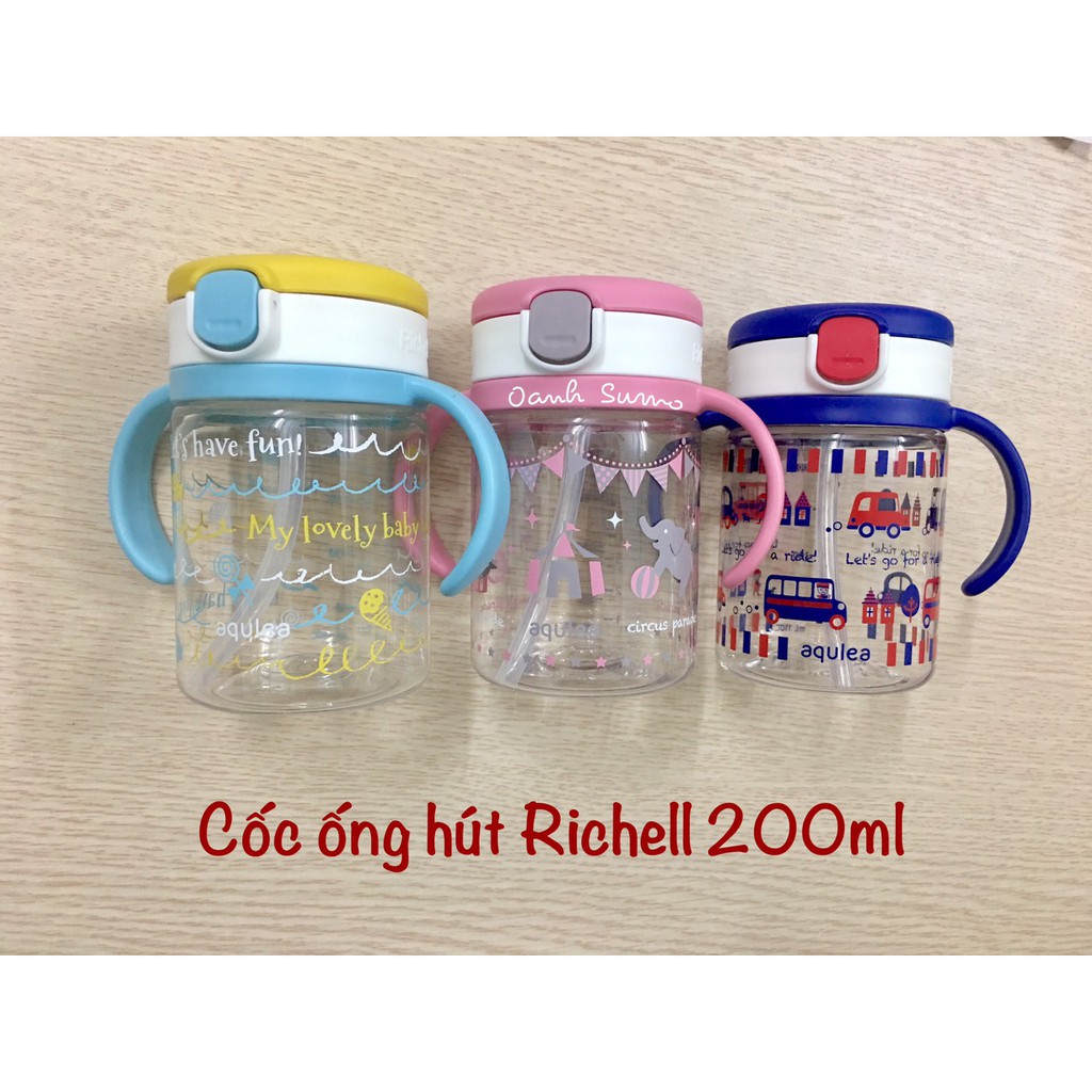 Cốc ống hút Richell 200ml và 320ml Nhật