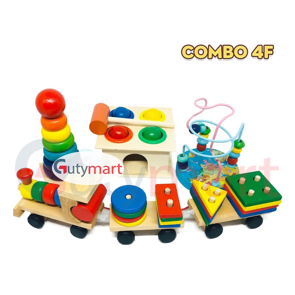 Combo đồ chơi gỗ Montessori cho phát triển trí tuệ giúp bé tư duy, phù hợp cả cho bé trai và bé gái vừa học vừa chơi