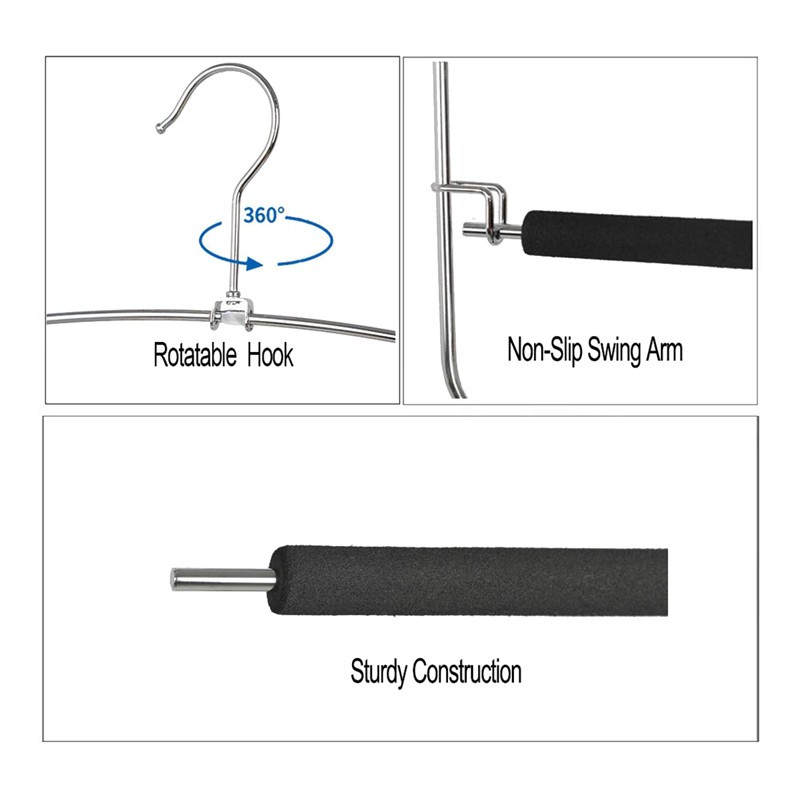 Móc Treo Quần Áo 5 Tầng Bằng Kim Loại Chống Trượt Tiết Kiệm Không Gian