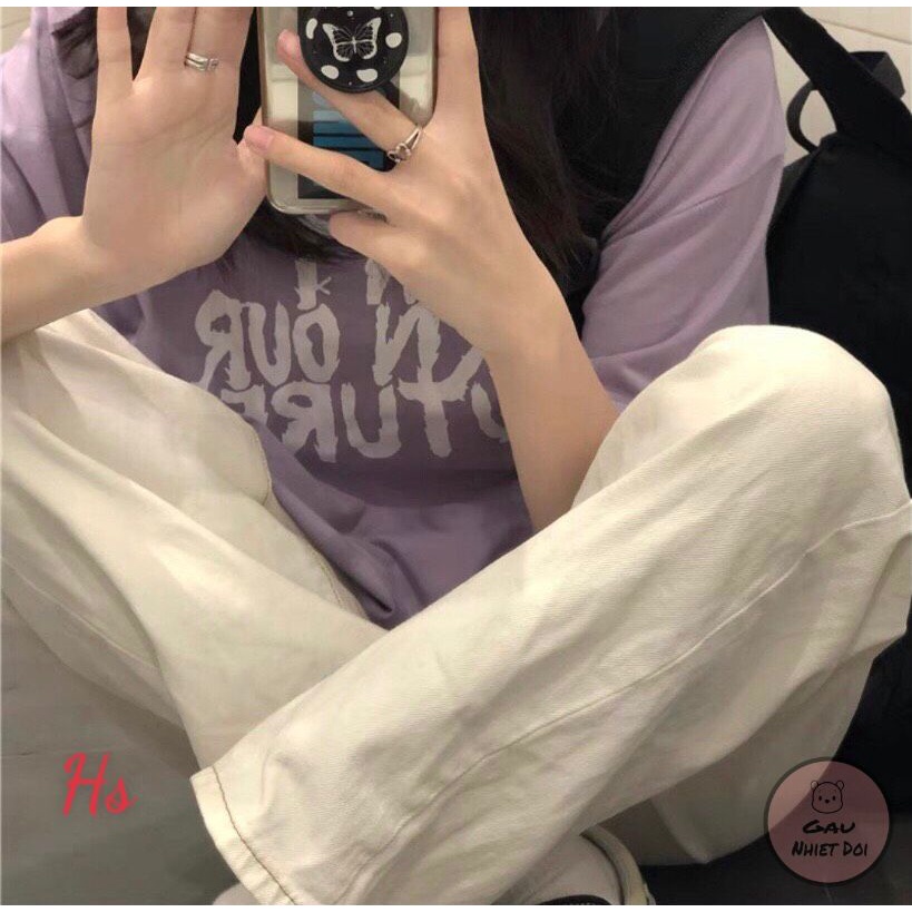 Áo Phông Nam Nữ Kiểu Dáng Unisex Thời Trang Freesize Hai Màu Đen/Tím