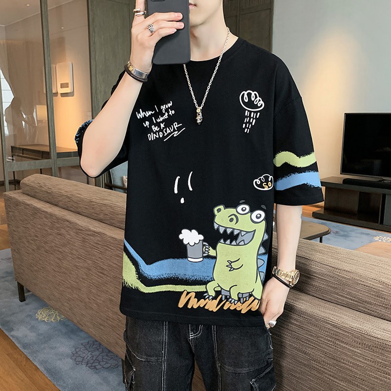 Áo Thun Unisex Nam Nữ tay lỡ - Áo phông tay lỡ form rộng Khủng Long unisex  cổ tròn cao cấp | BigBuy360 - bigbuy360.vn