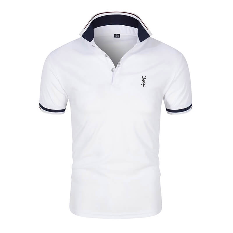 Ysl Nam Công Sở Áo Sơ Mi Polo Tay Ngắn Áo Sơ Mi Mùa Hè 4 Màu Size M-4XL 0041