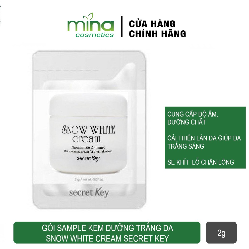 Gói Sample Kem Dưỡng Trắng Da Snow White Cream Secret Key 2g