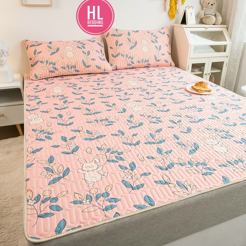 Chiếu điều hòa cao su non 5D Hoa hồng  HL Bedding vải lụa Tencel mát cao su non Latex mềm mịn đủ kích thước m6/m8/2m2