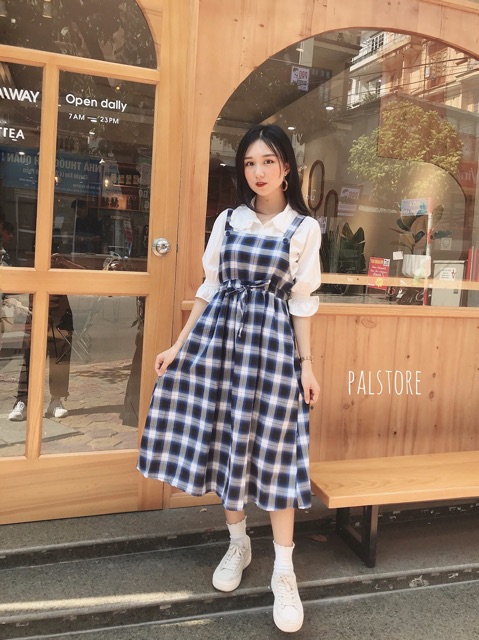 váy Yếm Caro Ulzzang ( Ảnh Thật)_ Vintage Style