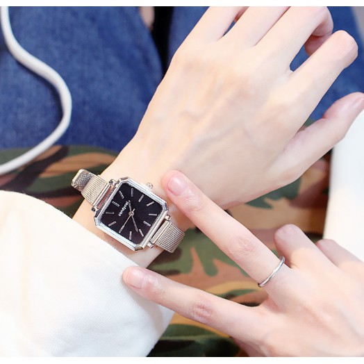 ĐỒNG HỒ NỮ DÂY KIM LOẠI CANDY CAT 350 VUÔNG THỜI TRANG SIÊU ĐẸP | BigBuy360 - bigbuy360.vn