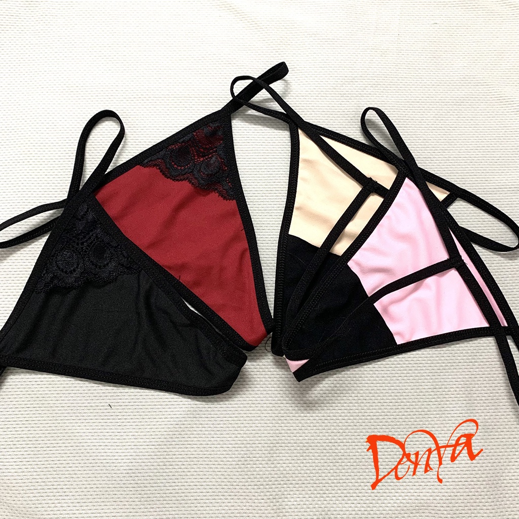 Quần lót lọt khe DenYa sexy gợi cảm nữ chất liệu thun Cotton mềm mịn kết hợp ren tam giác 1 bên quyến rủ dễ thương QLLK8