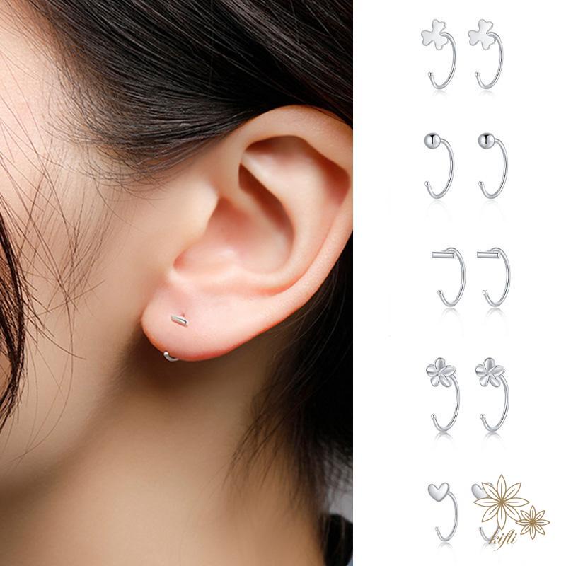 【kifli】Bông tai dạng vòng mini kiểu dáng đơn giản thời trang cho nữ