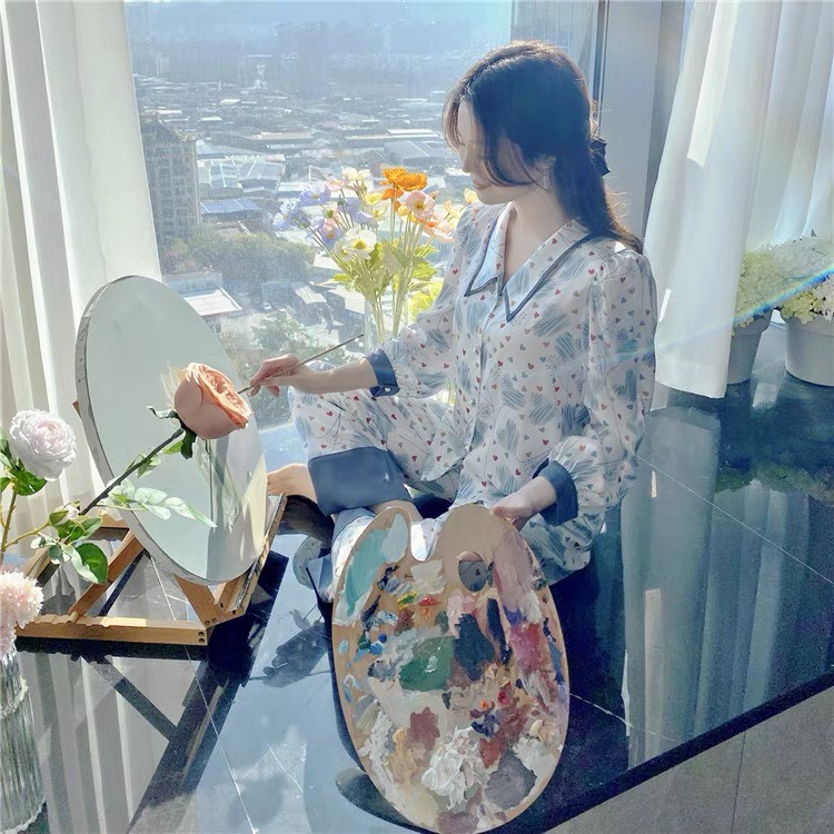 Pijama nữ XM lụa latin dài tay  bộ đồ ngủ nữ dễ thương mặc ở nhà | BigBuy360 - bigbuy360.vn