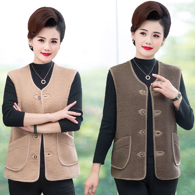 Người trung niên và cao tuổi áo vest kiểu mới khoác ghi lê lông một mảnh của phụ nữ mặc