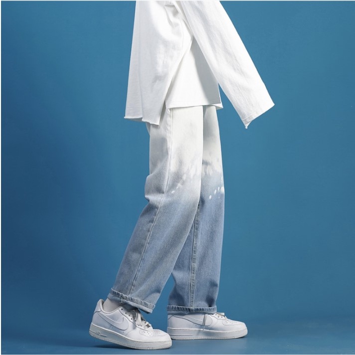 Quần jean ống rộng nam nữ wash màu xanh và xám đẹp mới hà nội hcm 7029 Pon.mens