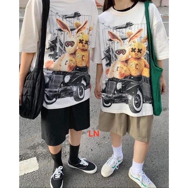 Áo phông thỏ ngồi ô tô LN11