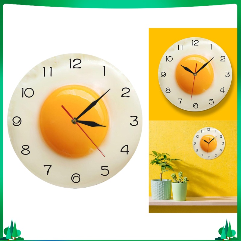 Wall Clock,Breakfast Food Poached Egg Dining Room Wall Watch,Fried Egg Kitchen Quartz for Family/Restaurant/Coffee Shop/Bathroom/Children\'s Room