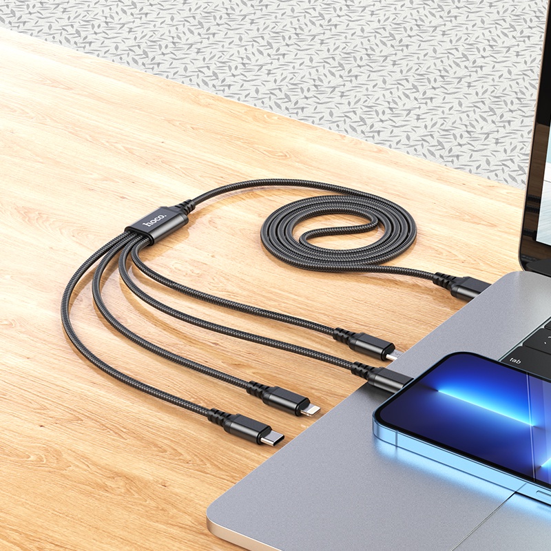 Dây Cáp Sạc Nhanh HOCO X76 4 Trong 1 Cho iP 13 12 11 Android Micro USB Type C Xiaomi Samsung S22 S20 Huawei