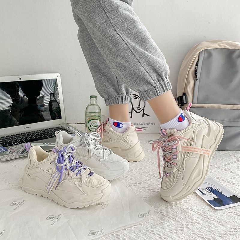 Giày Thể Thao Nữ Đế Dày Thoáng Khí (Tím, Hồng, Trắng)