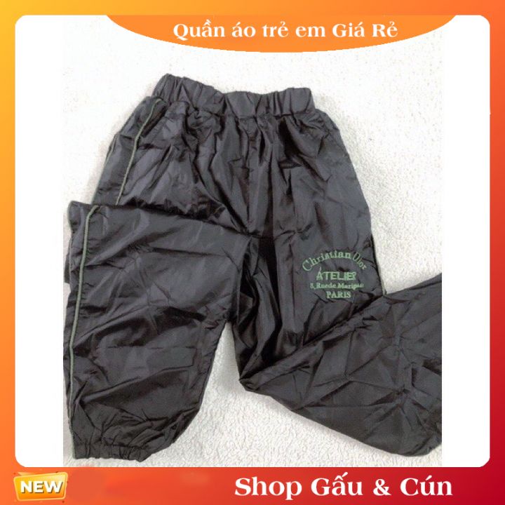 Bộ quần áo gió cho bé trai màu rêu 2 lớp, mũ có rút từ 12-16kg