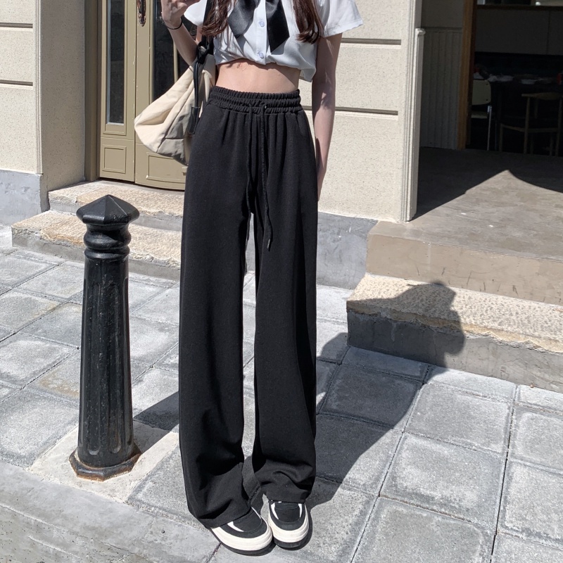 QADCOL Quần ống rộng Lưng Thun Màu Sắc Đơn Giản Thời Trang Cho Nữ