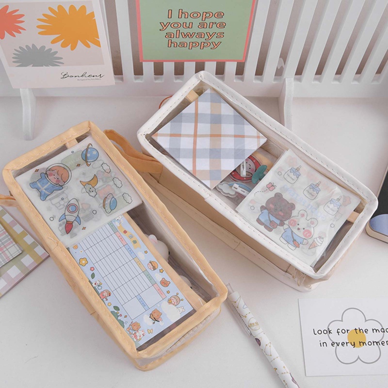 Seng Túi Đựng Bút Chì Vệ Sinh Phối Khóa Kéo Đáng Yêu Trong Suốt Dành Cho Du Lịch Trẻ Em Người Trẻ