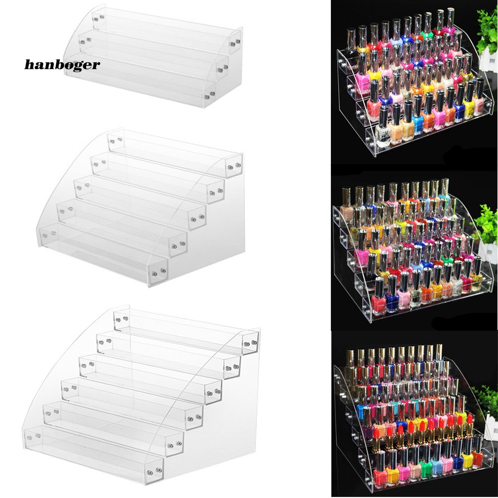 Kệ bằng acrylic trong suốt nhiều tầng trưng bày sơn móng tay tiện dụng
