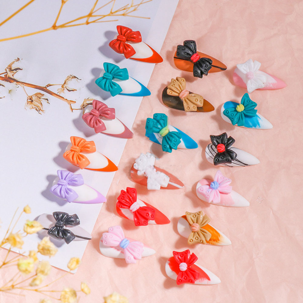 CHARMS Phụ Kiện Nơ Trang Trí Móng Tay Xinh Xắn