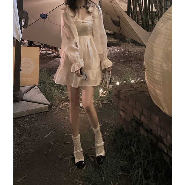 Đầm Tay Phồng Phối Nơ Phong Cách Pháp Thời Trang Mùa Hè Cho Nữ