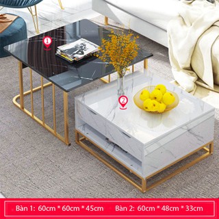 Bàn trà đôi mặt vân đá E5107 mẫu A BAT009