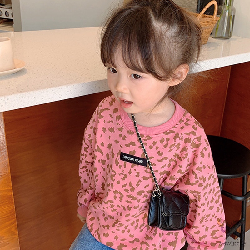 Áo Thun Tay Dài In Họa Tiết Da Báo Thời Trang Mùa Thu Cho Bé Gái