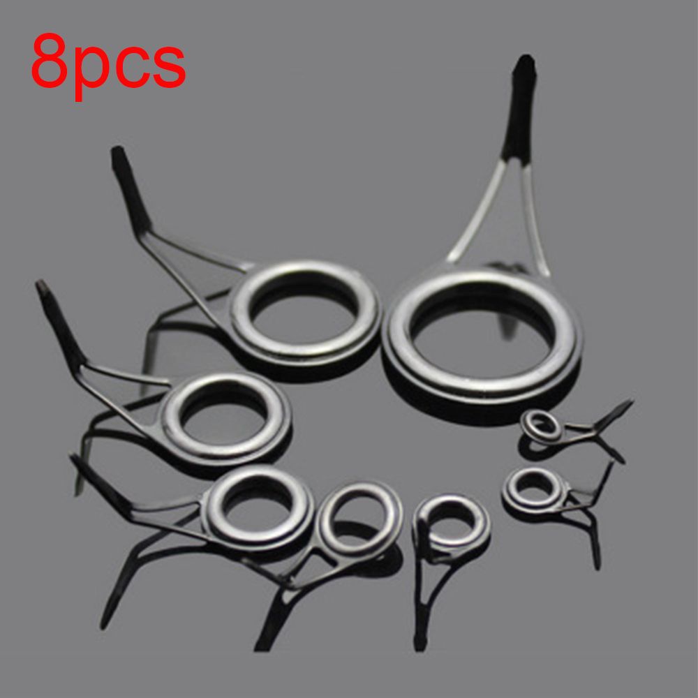 Set 8 vòng gốm mắt tròn inox hình chữ O 8 kích cỡ sửa chữa dẫn hướng cần câu 3mm-23mm