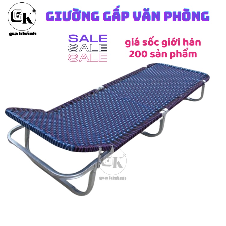 Giường xếp văn phòng khung thép sơn tĩnh điện vuông 25 - giường xếp du lịch siêu bền - ảnh thật