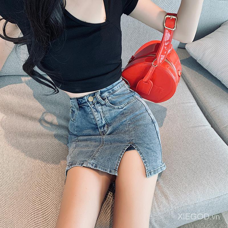 Chân Váy Jeans Lưng Cao Xẻ Tà Thời Trang Hè 2020 Cho Nữ | BigBuy360 - bigbuy360.vn