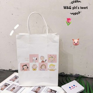 <24h Lô hàng> W&G Túi Giấy Trắng Kiểu Hoạt Hình Đơn Giản Đáng Yêu Phong Cách Hàn Quốc